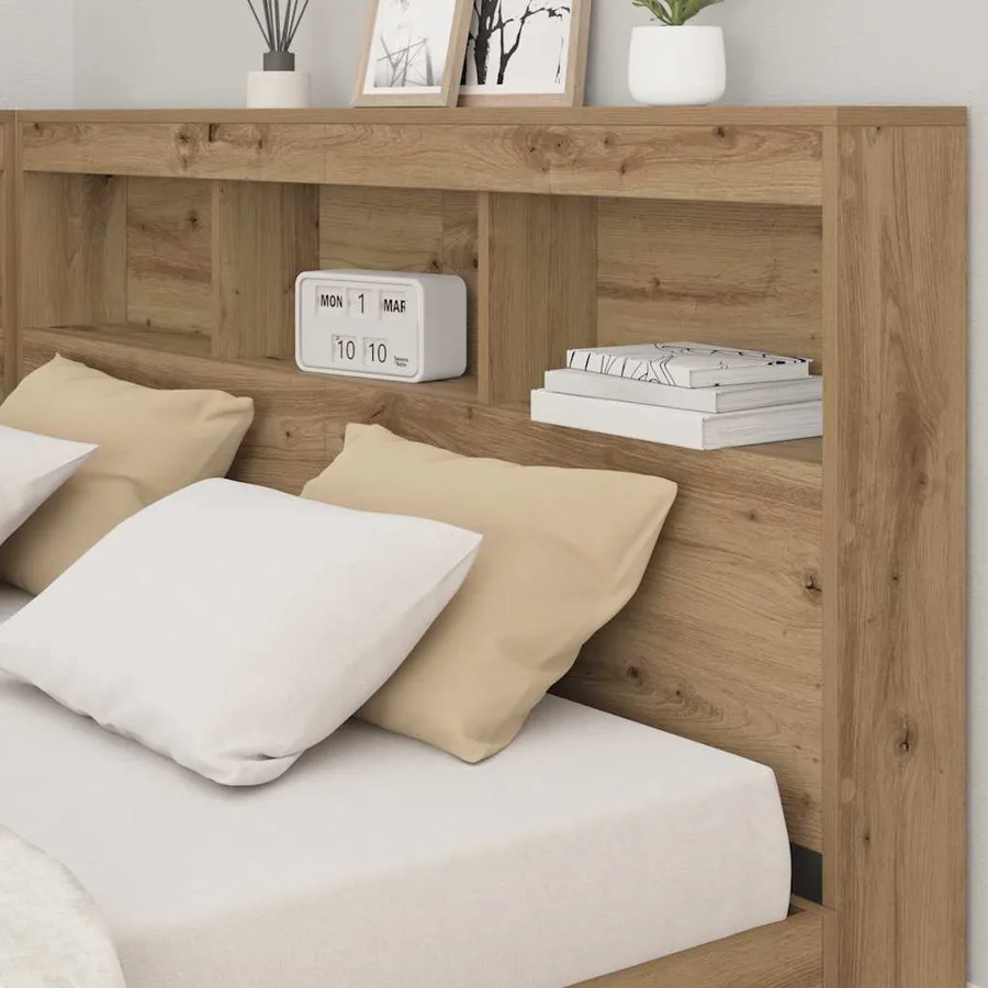 Tête de lit de rangement Chêne artisanal Bois d'ingénierie - 4