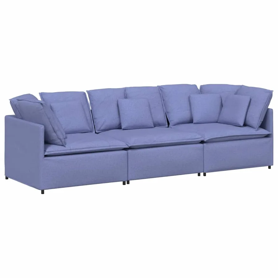 Canapé modulable avec coussins en tissu bleu jean - 2