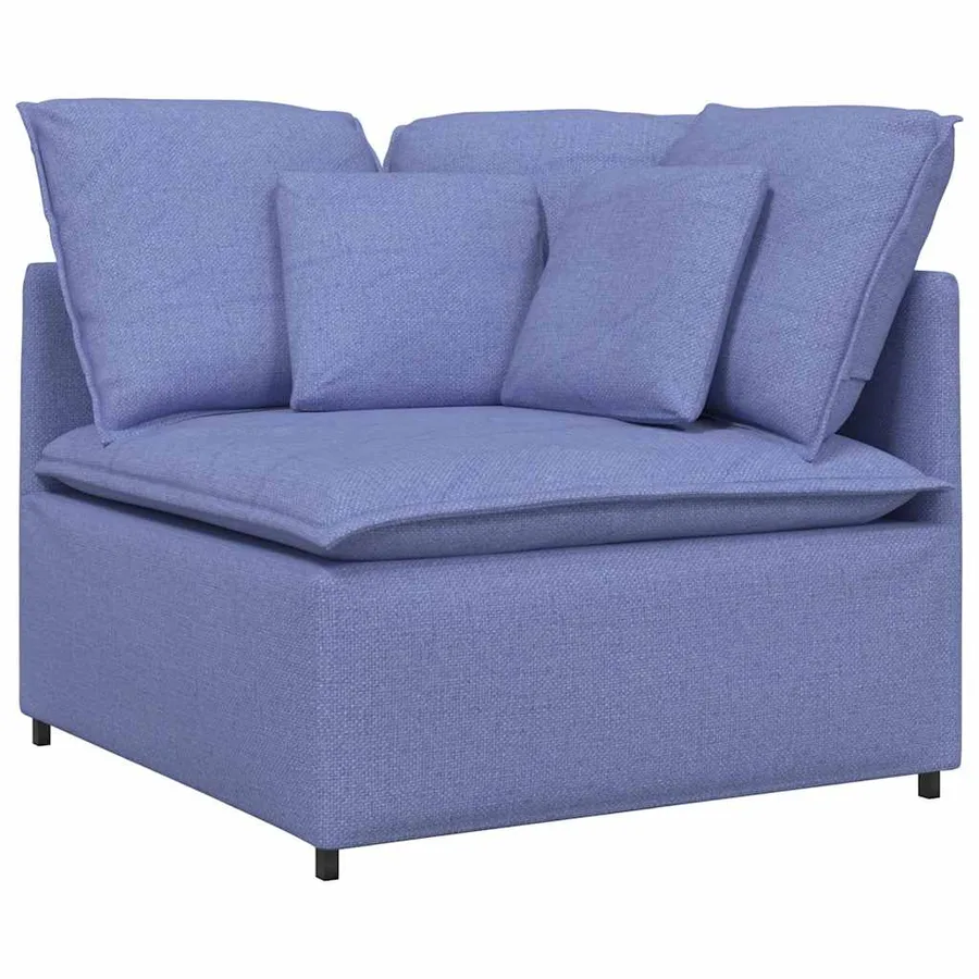 Canapé modulable avec coussins en tissu bleu jean - 3