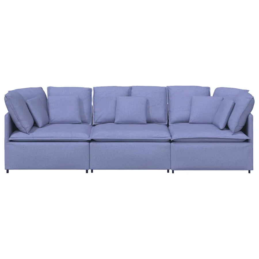 Canapé modulable avec coussins en tissu bleu jean - 5