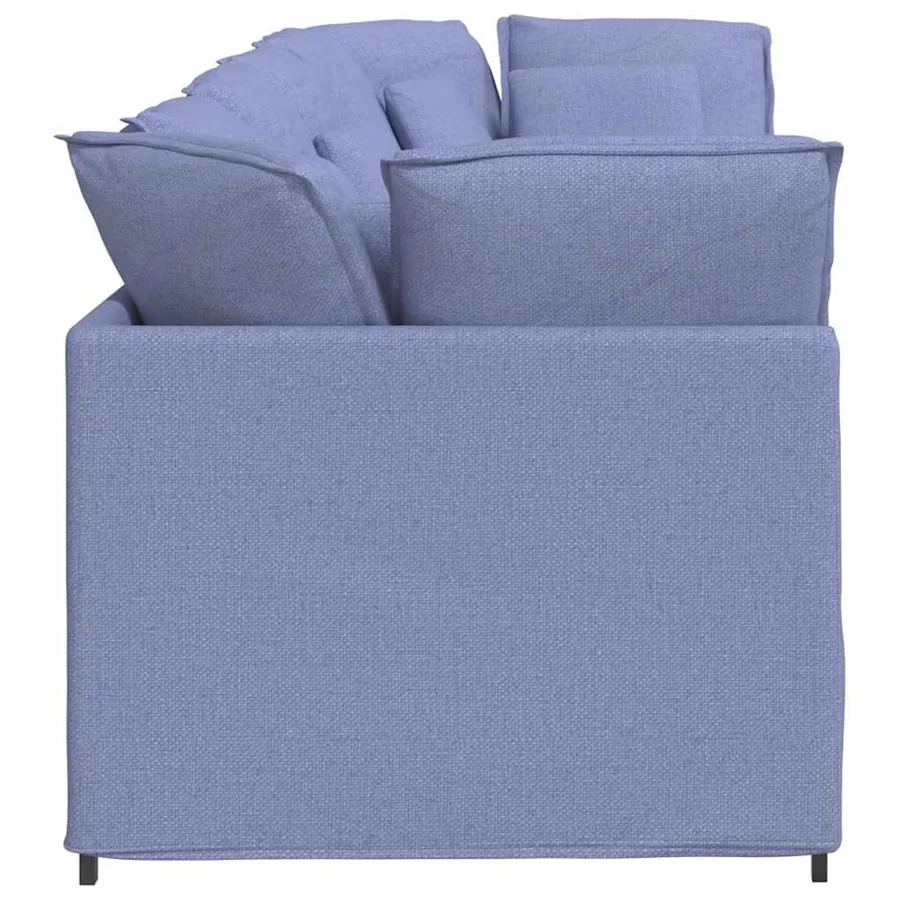 Canapé modulable avec coussins en tissu bleu jean - 6