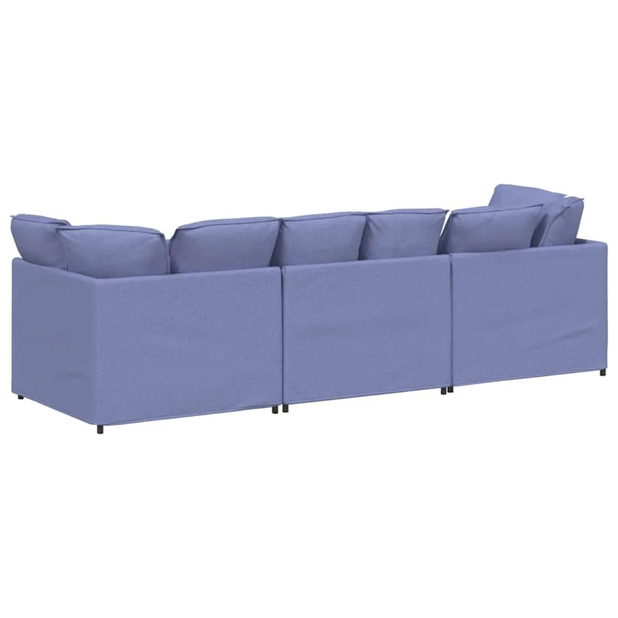 Canapé modulable avec coussins en tissu bleu jean - 7
