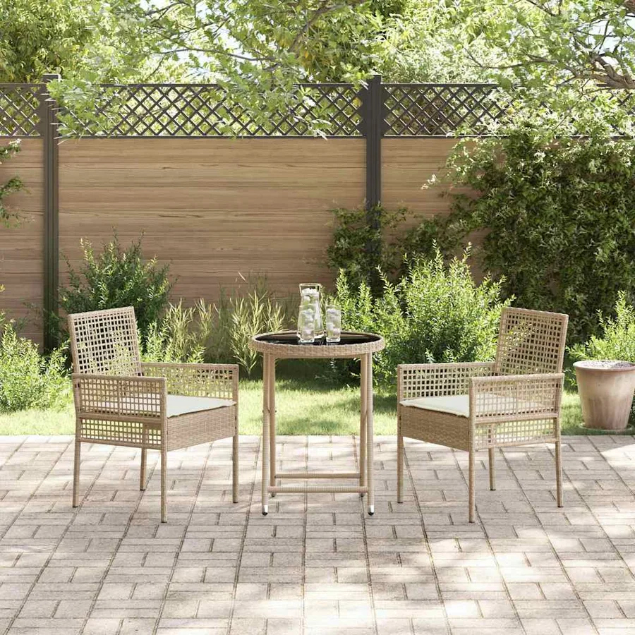 Ensemble bistro de jardin 3 pcs Beige polyrotin - 4