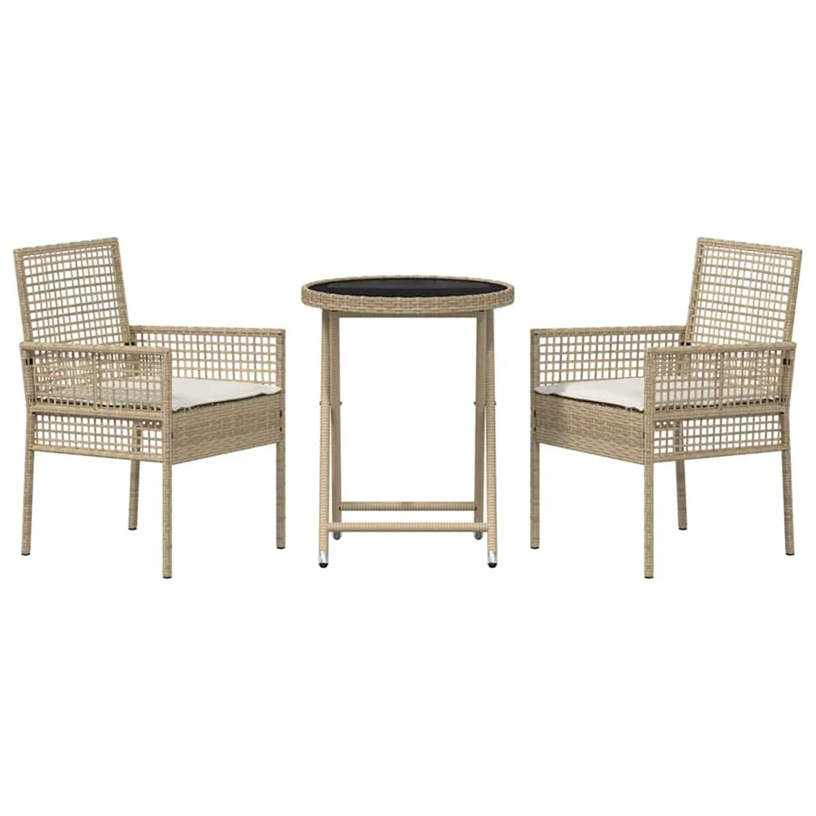 Ensemble bistro de jardin 3 pcs Beige polyrotin - 7