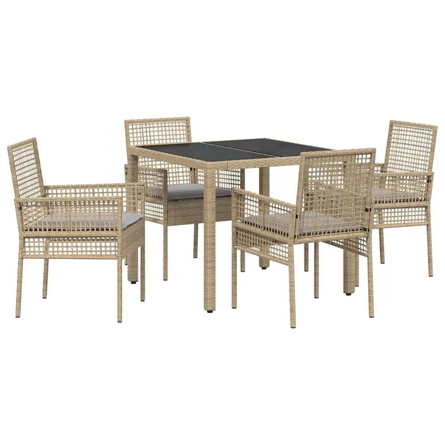 Ensemble de salle à manger pour jardin 5 pcs Beige polyrotin - 2