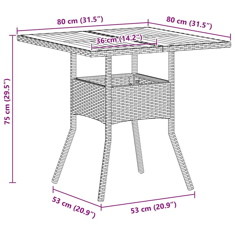 Ensemble de salle à manger pour jardin 3 pcs Beige polyrotin - 11