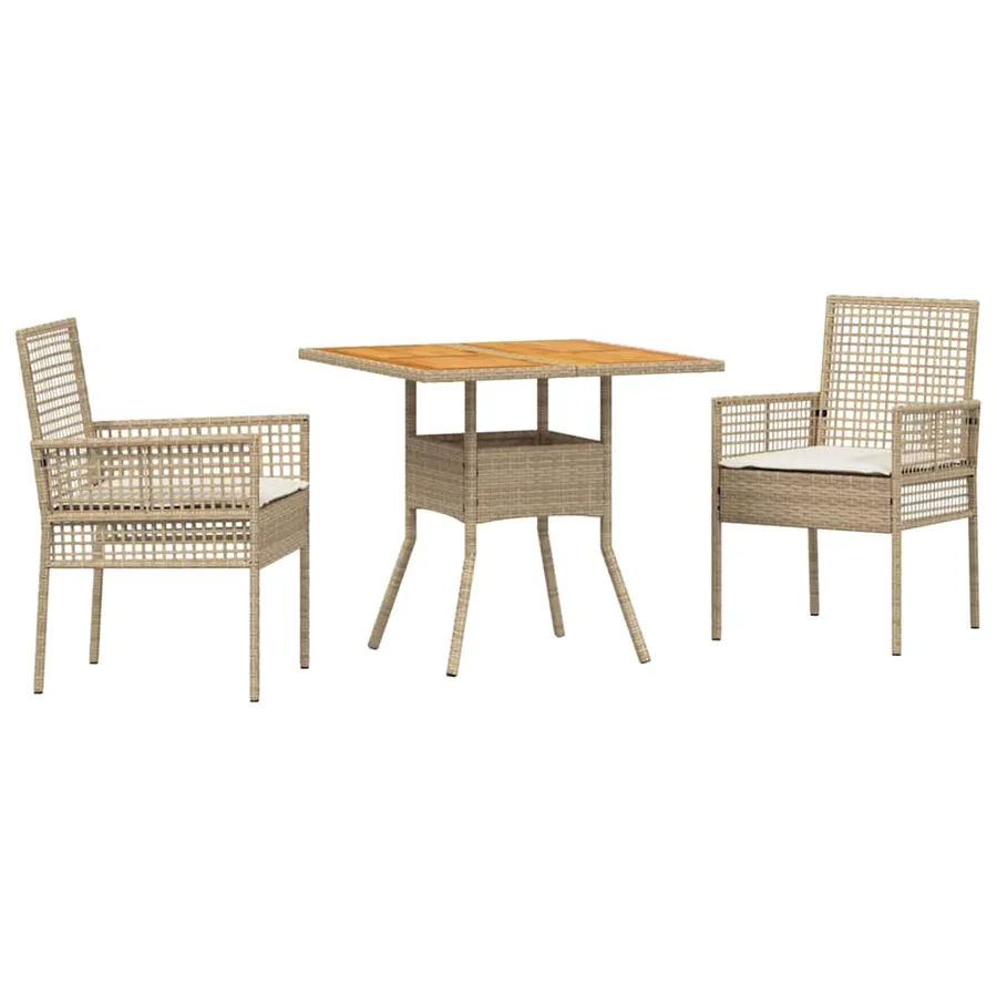 Ensemble de salle à manger pour jardin 3 pcs Beige polyrotin - 2