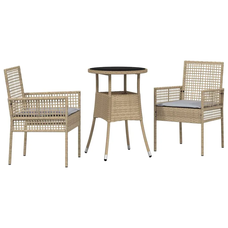 Ensemble de salle à manger pour jardin 3 pcs Beige polyrotin - 2