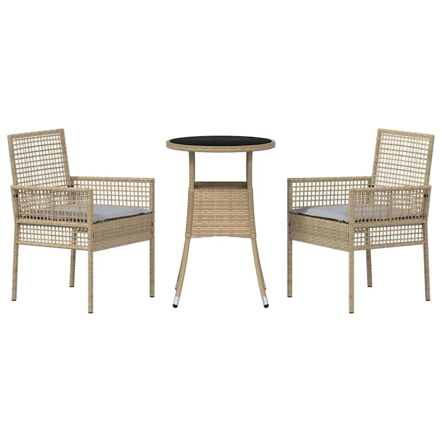 Ensemble de salle à manger pour jardin 3 pcs Beige polyrotin - 7