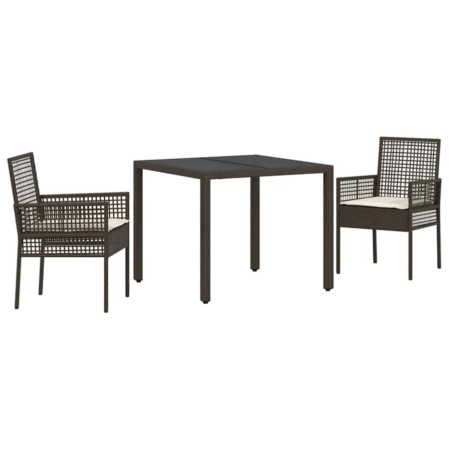 Ensemble de salle à manger pour jardin 3 pcs Marron polyrotin - 2