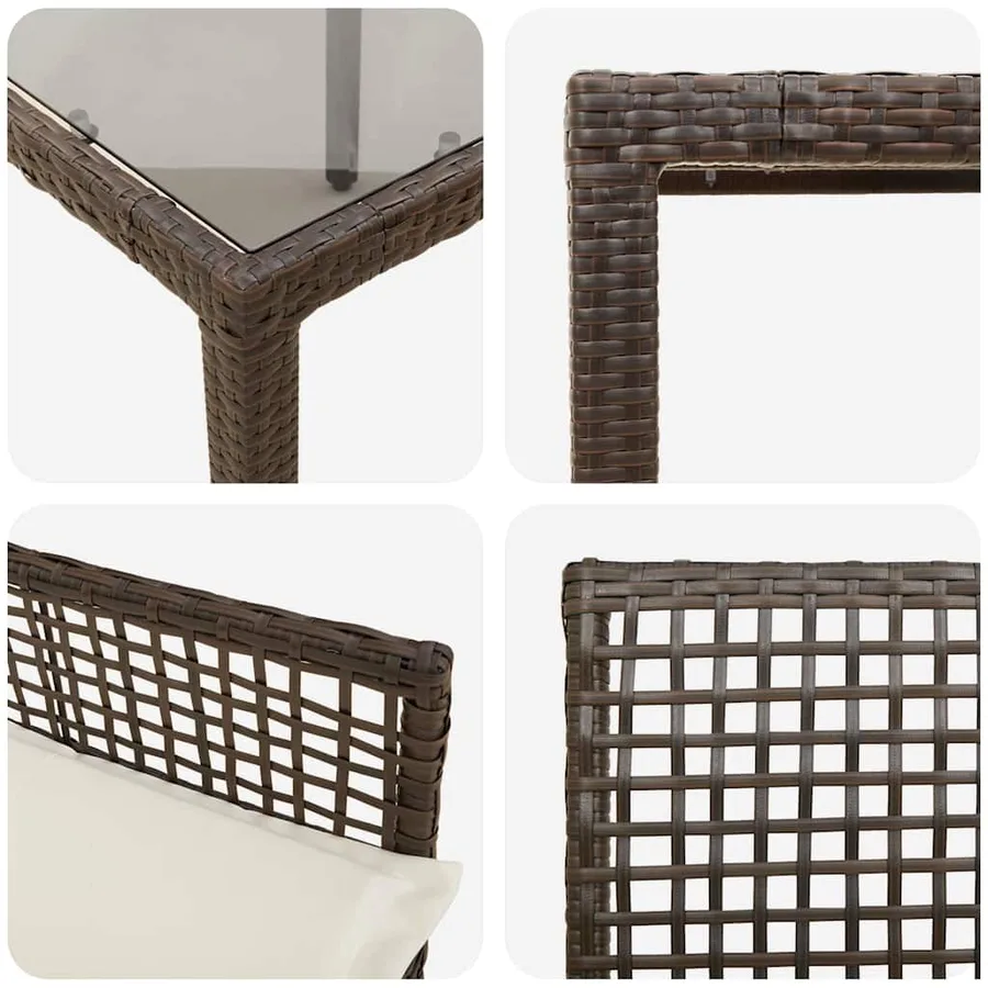 Ensemble de salle à manger pour jardin 9 pcs Marron polyrotin - 9