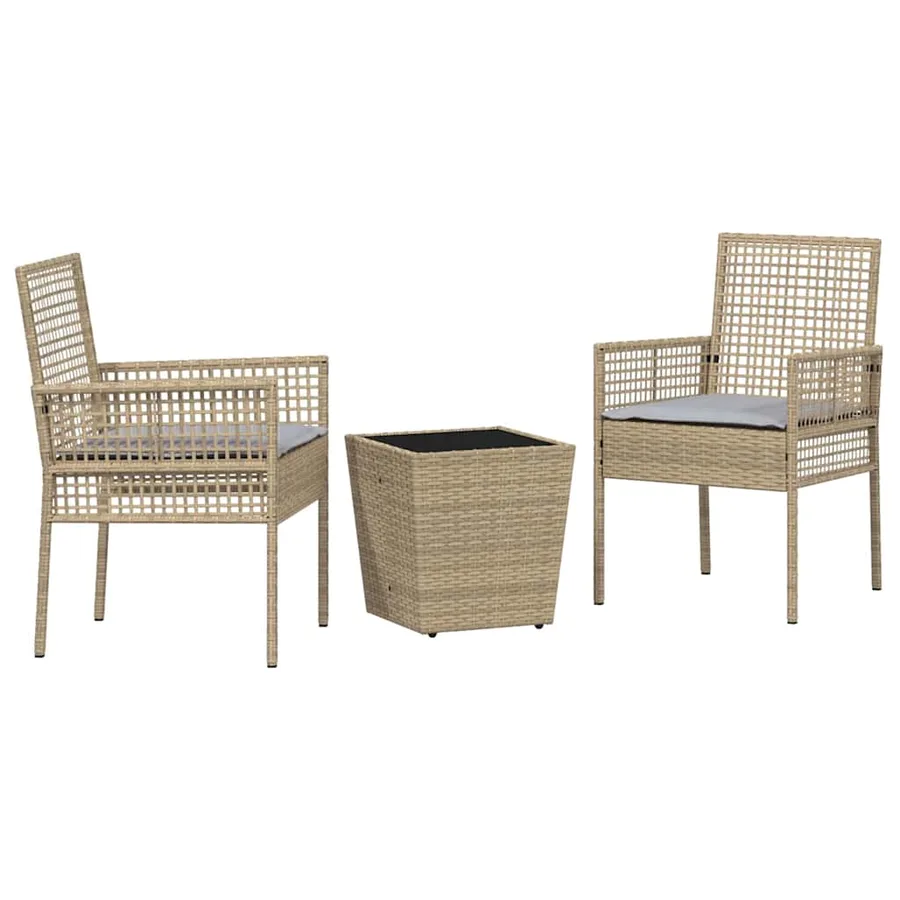 Ensemble bistro de jardin 3 pcs Beige polyrotin - 2