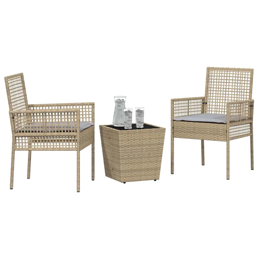 Ensemble bistro de jardin 3 pcs Beige polyrotin - 3