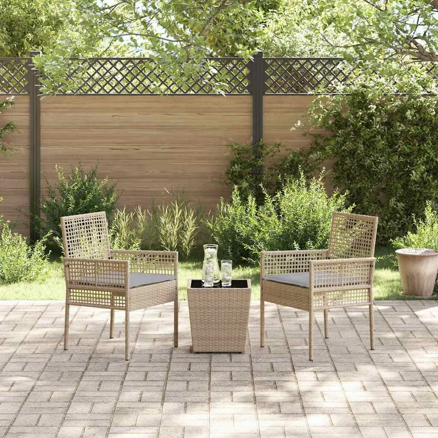Ensemble bistro de jardin 3 pcs Beige polyrotin - 4