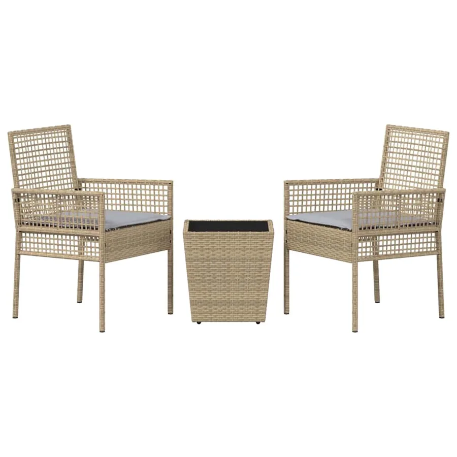 Ensemble bistro de jardin 3 pcs Beige polyrotin - 7