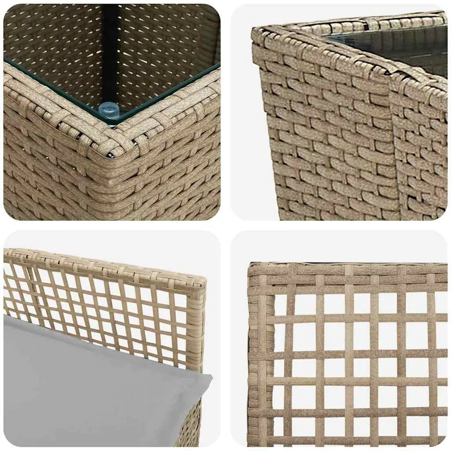 Ensemble bistro de jardin 3 pcs Beige polyrotin - 9