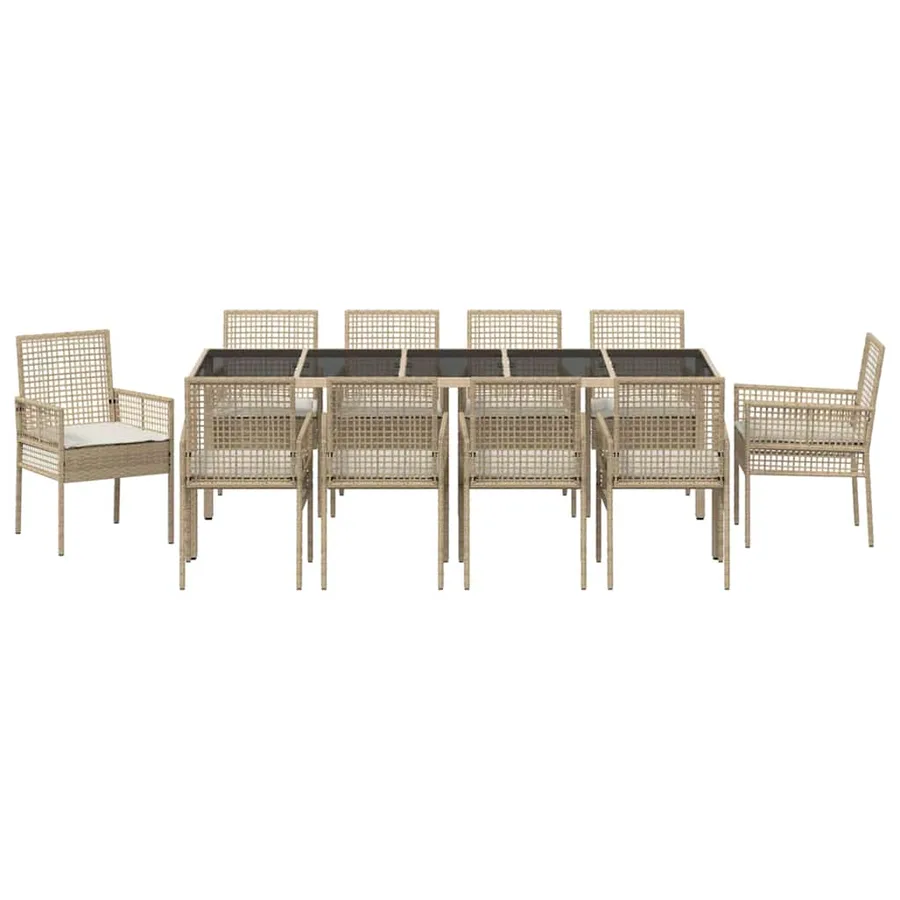 Ensemble de salle à manger pour jardin 11 pcs Beige polyrotin - 7