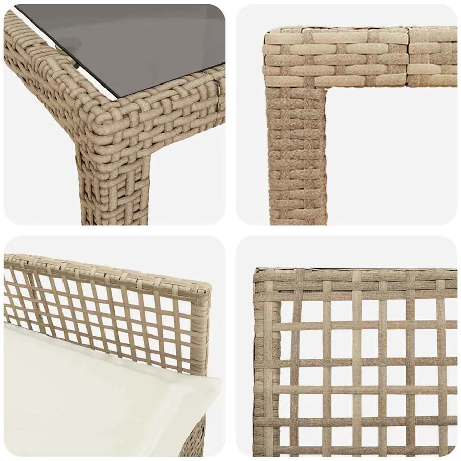 Ensemble de salle à manger pour jardin 11 pcs Beige polyrotin - 9