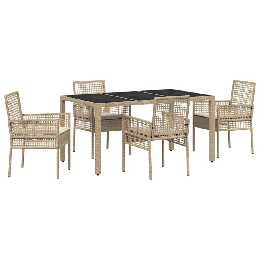 Ensemble de salle à manger pour jardin 5 pcs Beige polyrotin - 2