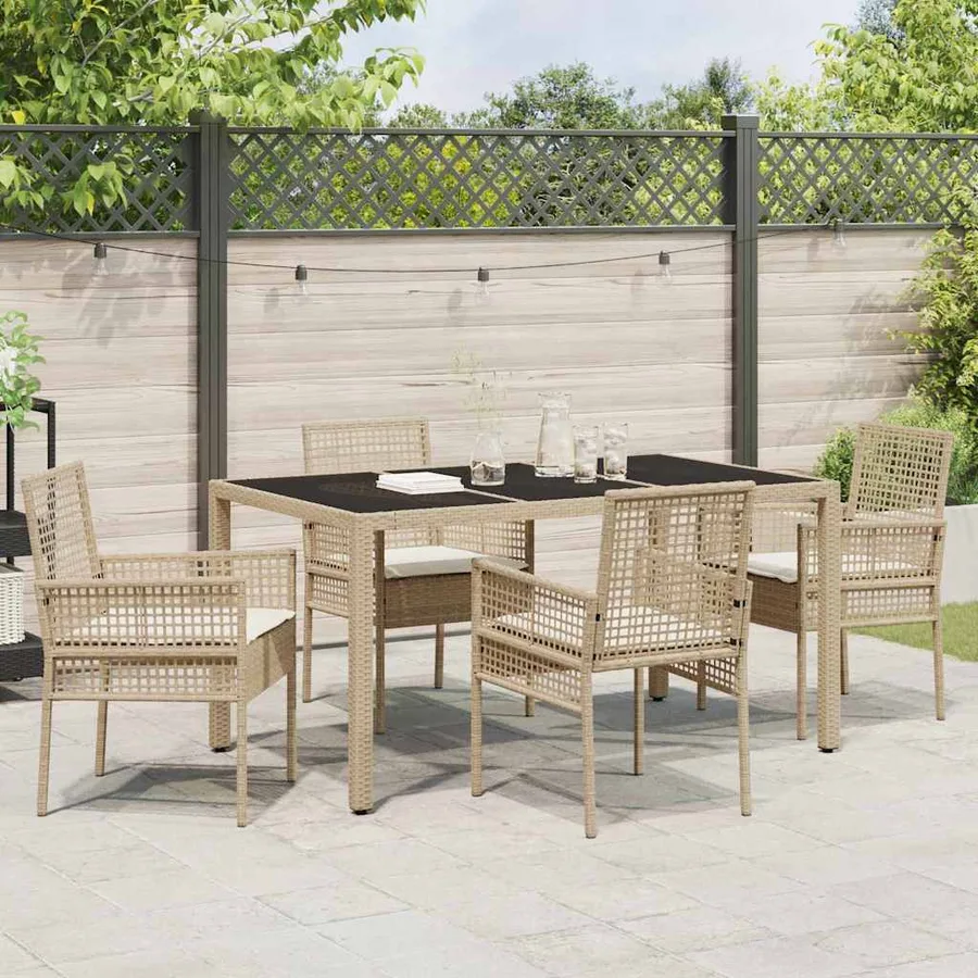 Ensemble de salle à manger pour jardin 5 pcs Beige polyrotin - 4