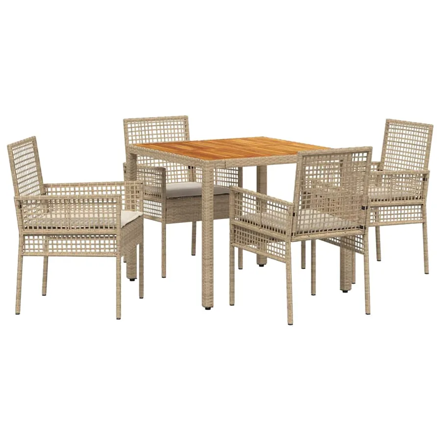 Ensemble de salle à manger pour jardin 5 pcs Beige polyrotin - 2