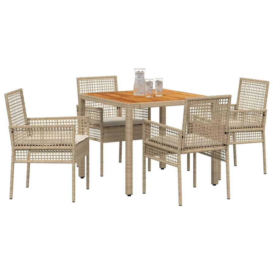 Ensemble de salle à manger pour jardin 5 pcs Beige polyrotin - 3