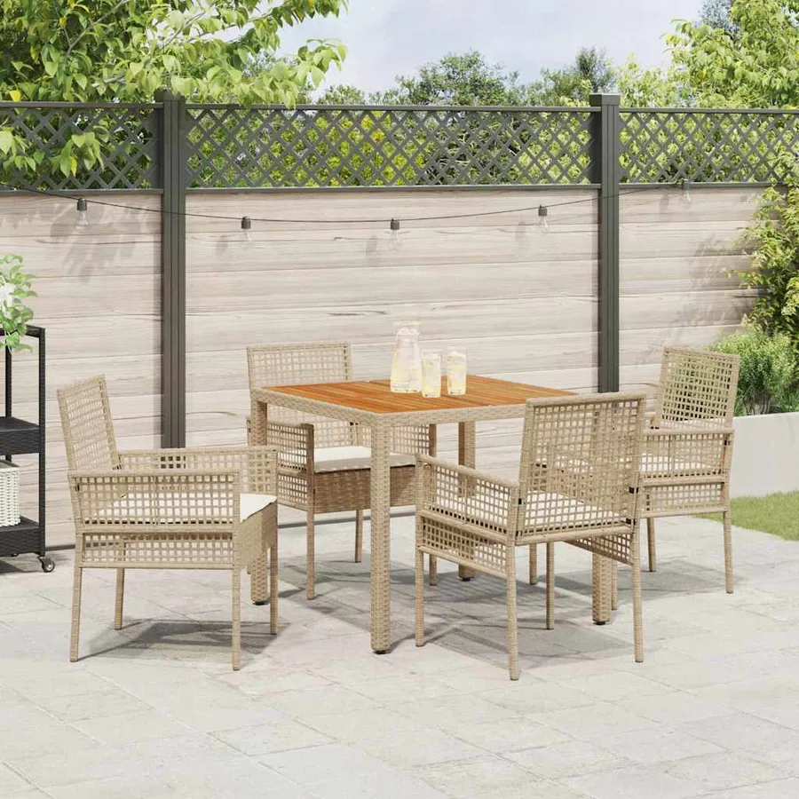 Ensemble de salle à manger pour jardin 5 pcs Beige polyrotin - 4