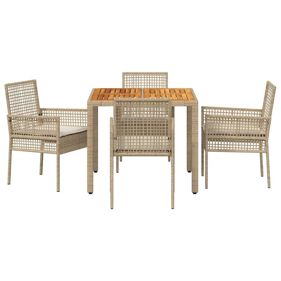 Ensemble de salle à manger pour jardin 5 pcs Beige polyrotin - 7