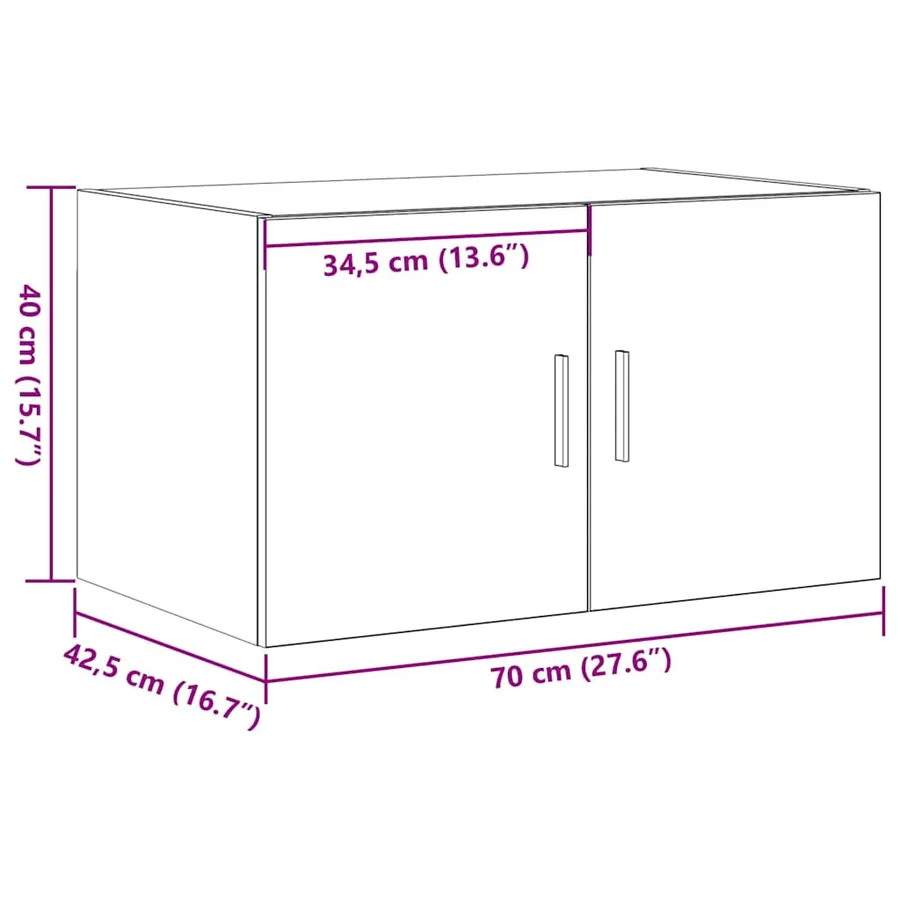 Meuble mural chêne artisanal 70 x 42.5 x 40 cm - 12