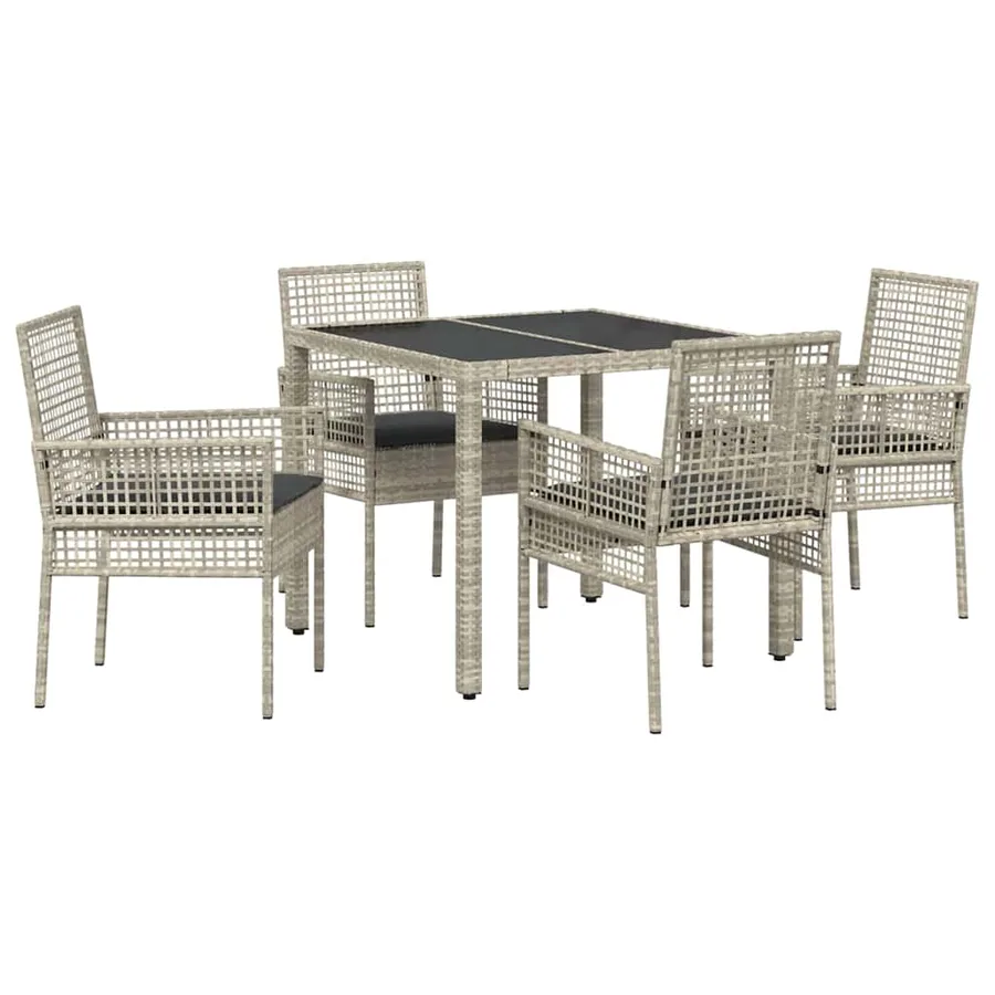 Ensemble de salle à manger pour jardin 5 pcs Gris clair - 2