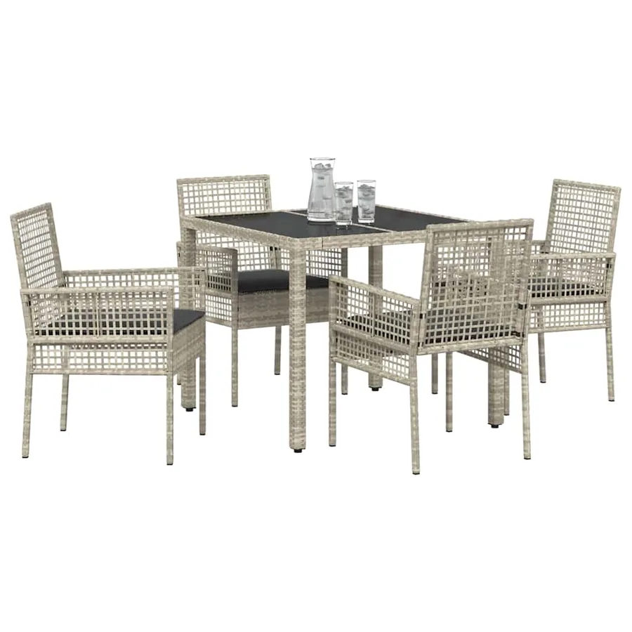 Ensemble de salle à manger pour jardin 5 pcs Gris clair - 3