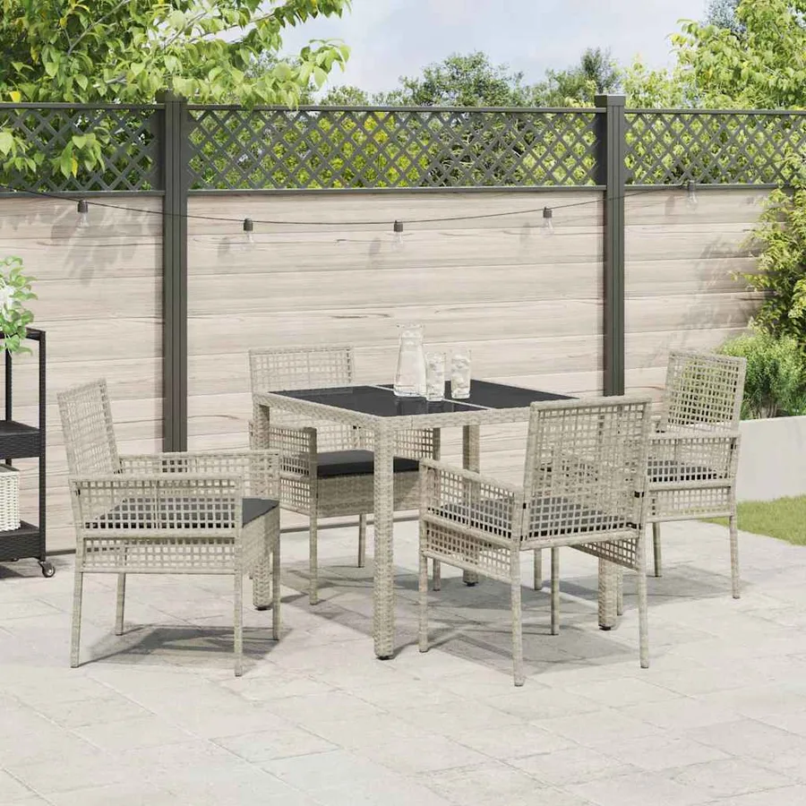 Ensemble de salle à manger pour jardin 5 pcs Gris clair - 4