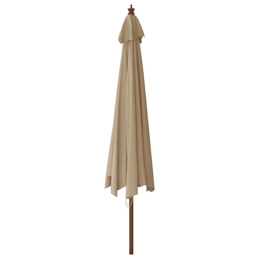 Parasol de jardin avec mât en bois taupe 400x273 cm - 5