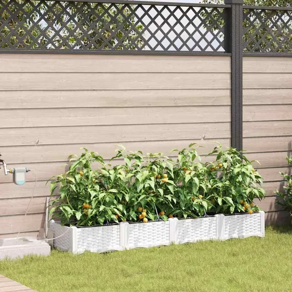Cache-pot de jardin 4 pc Blanc 160 x 40 x 22 cm PP