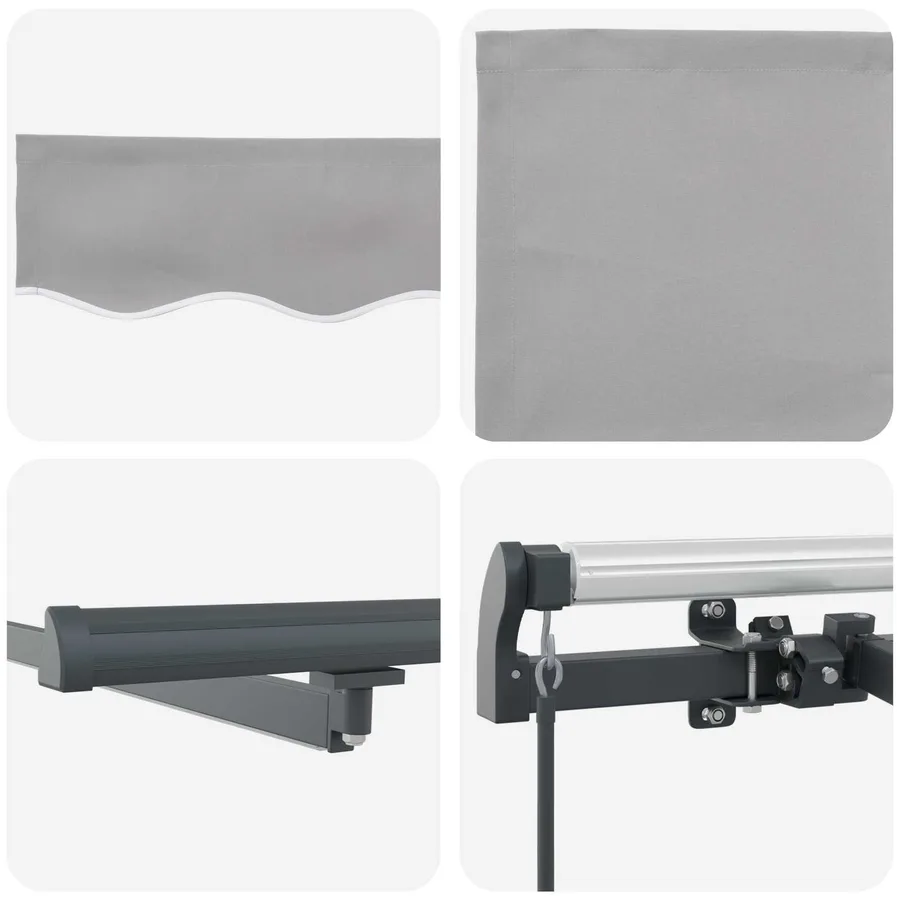 Auvent rétractable Gris clair 450 × 350 cm Tissu et Aluminium - 10