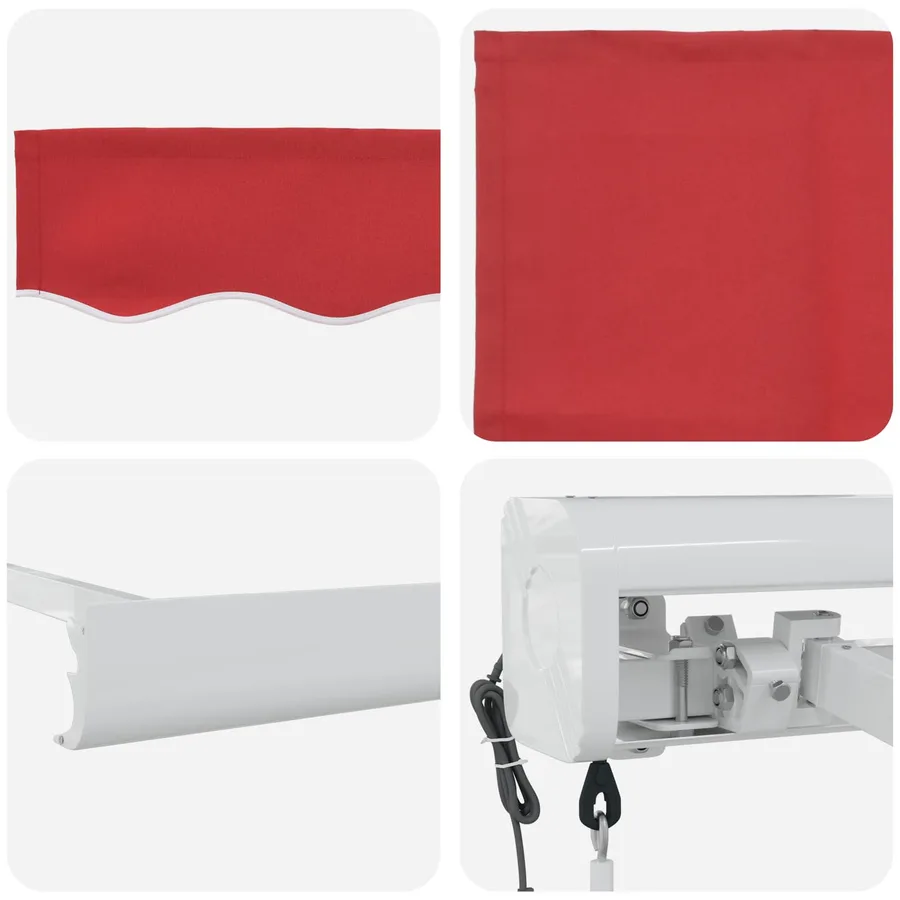 Auvent rétractable Rouge 300 x 250 cm Tissu et Métal - 4