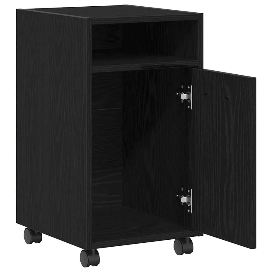 Cabinet latéral sur roulettes Chêne noir 33 x 38 x 60 cm - 2