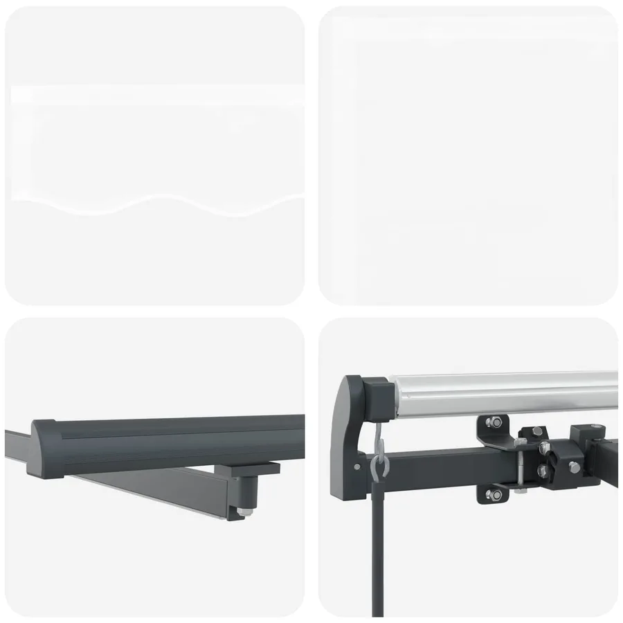 Auvent rétractable Blanc 350 x 250 cm Tissu et Aluminium - 10