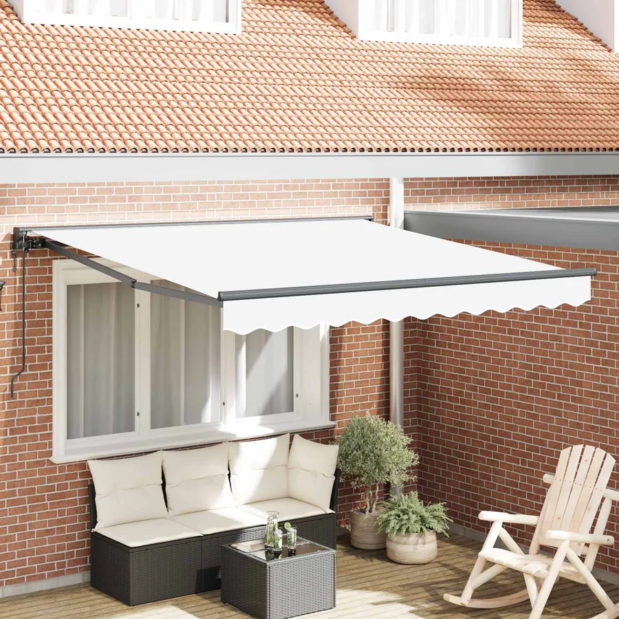Cadre d'auvent Blanc 350 x 250 cm Polyester avec revêtement PU