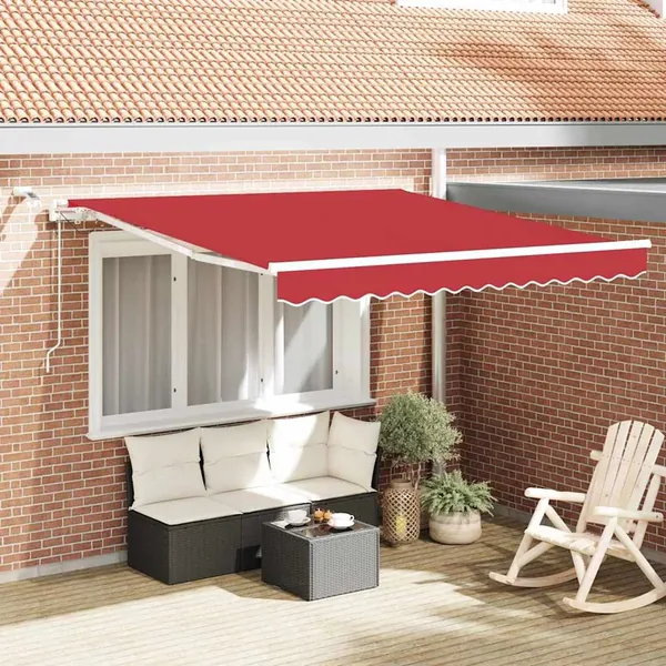 Auvent rétractable Rouge 350 x 250 cm Polyester