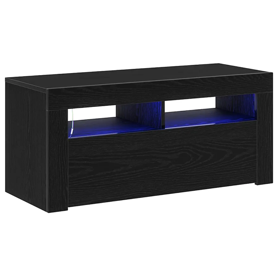 Meuble TV Chêne noir 90 x 35 x 40 cm Bois d'ingénierie - 2