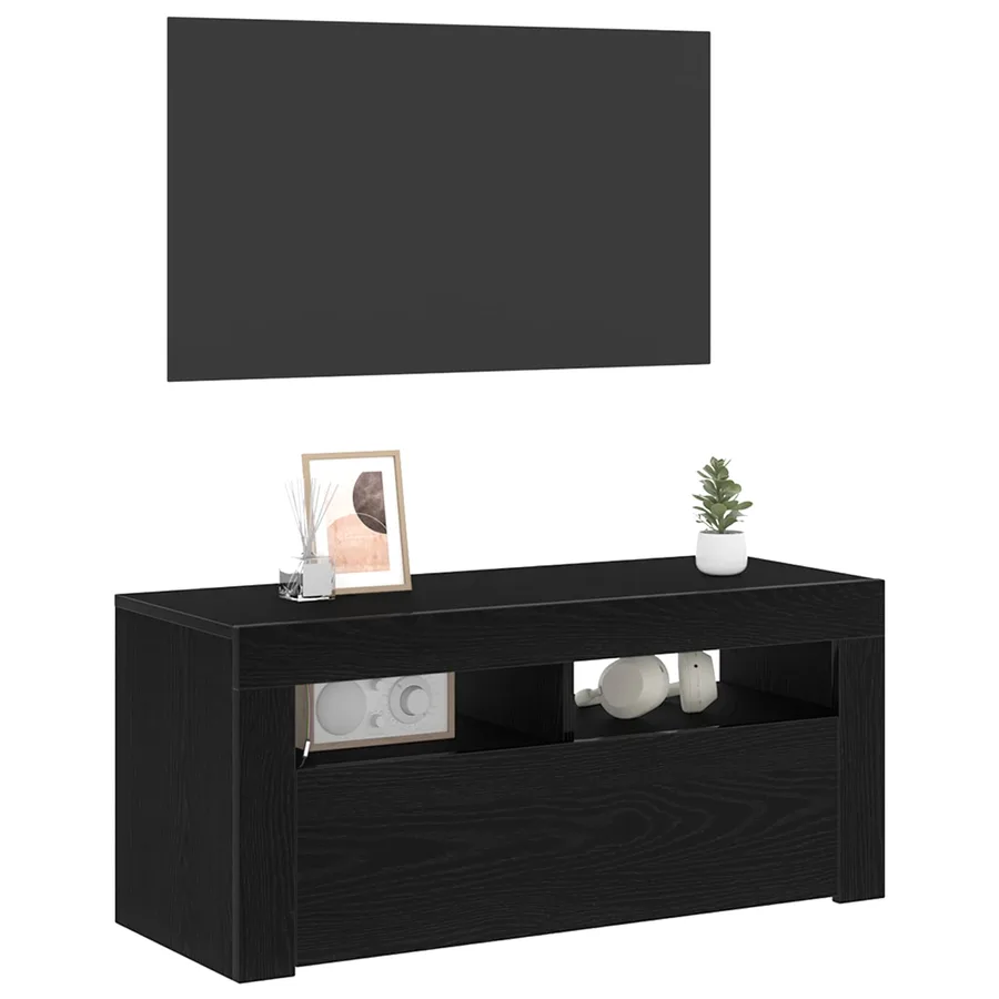 Meuble TV Chêne noir 90 x 35 x 40 cm Bois d'ingénierie - 3