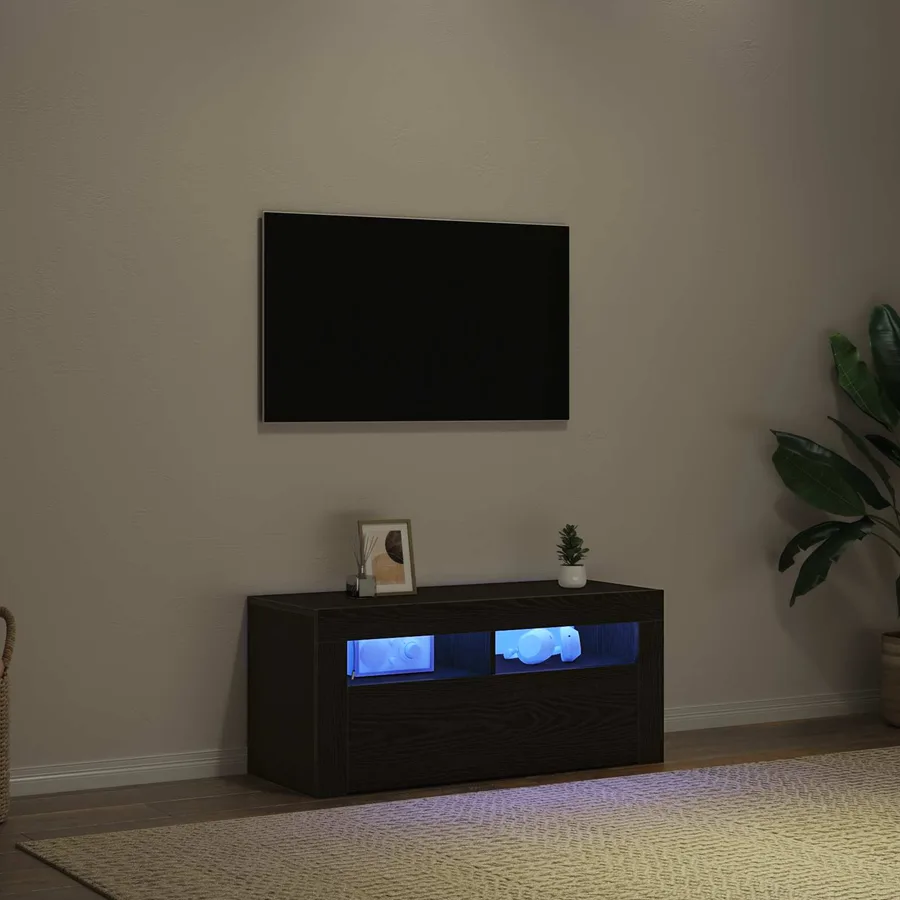 Meuble TV Chêne noir 90 x 35 x 40 cm Bois d'ingénierie - 7