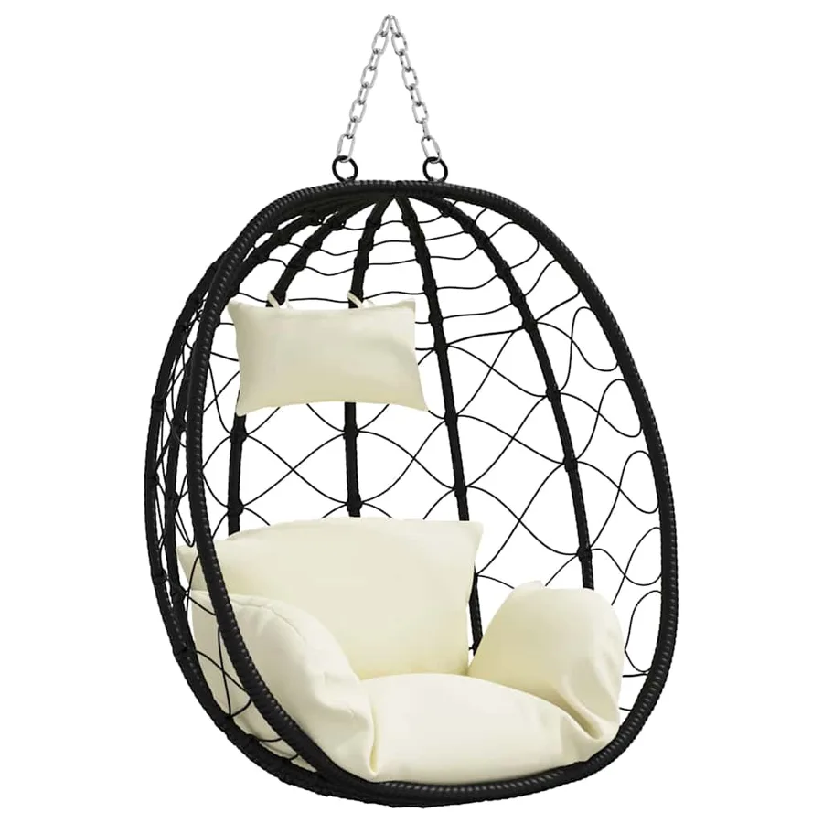 Chaise suspendue Blanc crème 91,5 x 54,5 x 107 cm polyrotin - 2