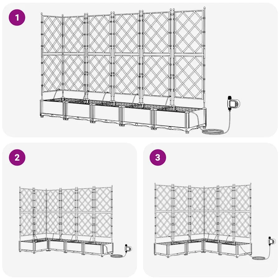 Cache-pot de jardin 5 pc Noir 120 x 120 x 126 cm PP - 8