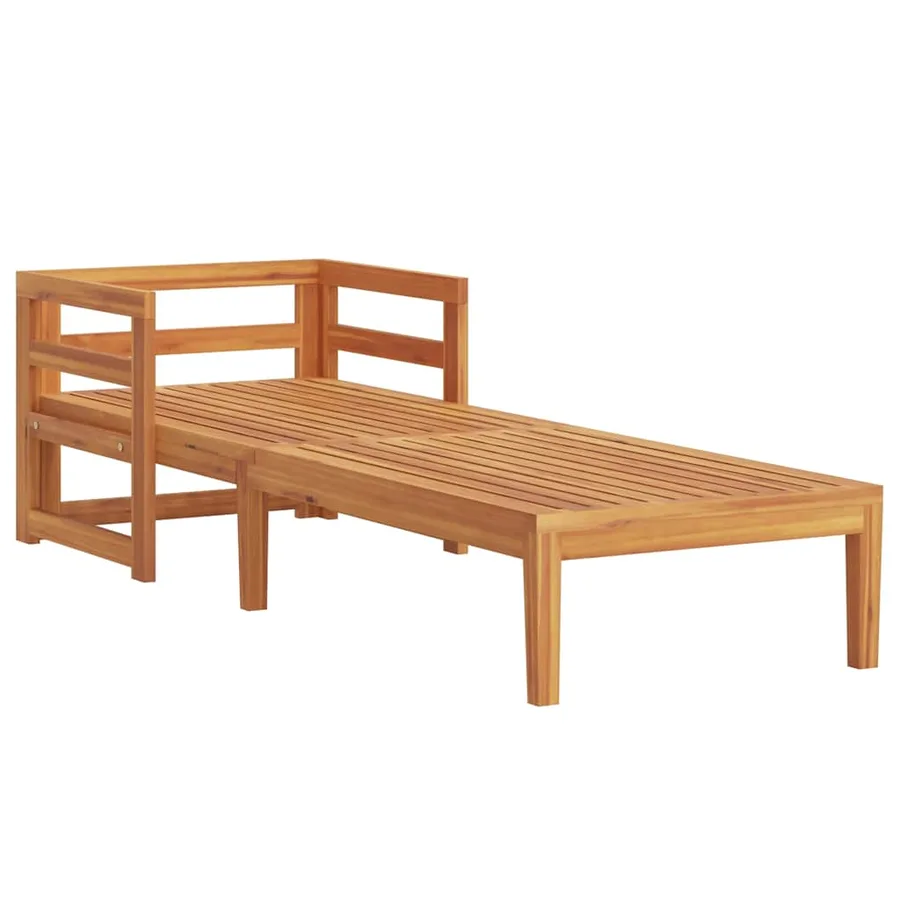 Chaise longue avec coussins blanc crème Bois d'acacia solide - 4