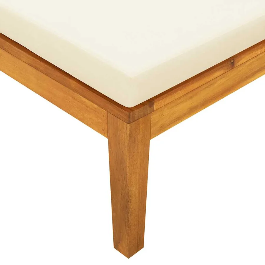 Chaise longue avec coussins blanc crème Bois d'acacia solide - 8