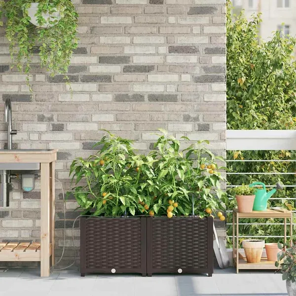 Cache-pot de jardin 2 pc Marron 80 x 40 x 37,5 cm PP