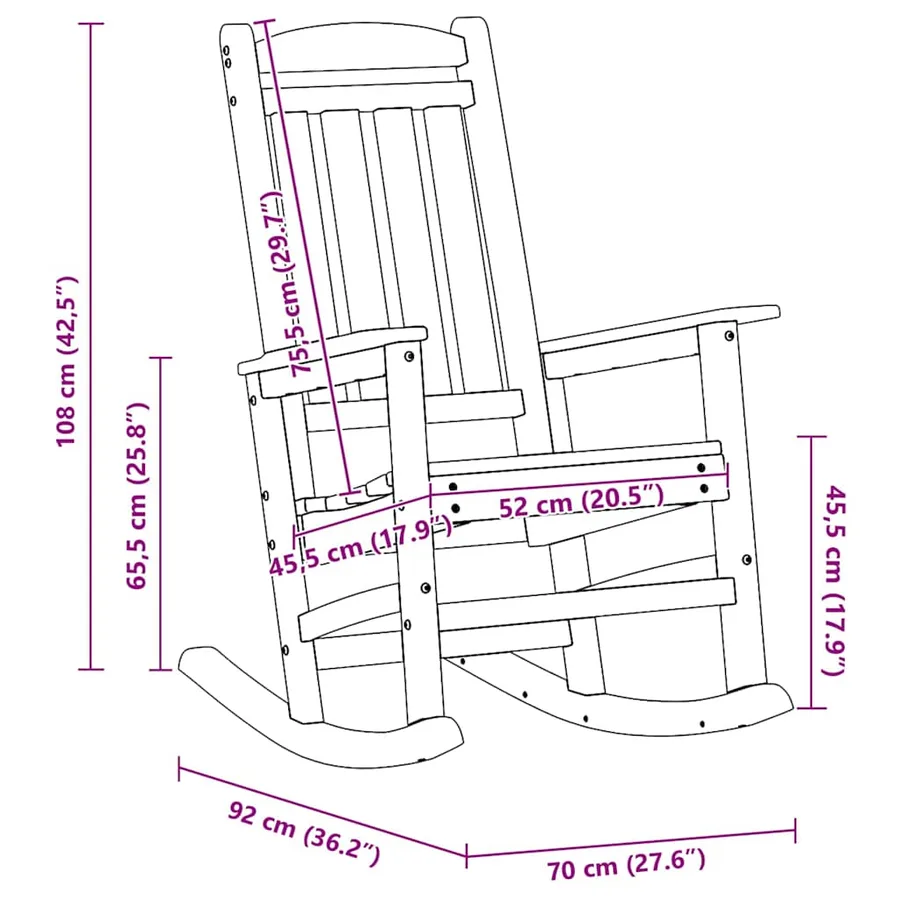 Chaise à bascule 2 pcs Blanc 92 x 70 x 108 cm Polyéthylène - 12