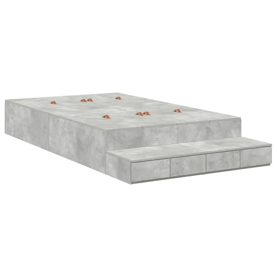 Cadre de lit avec rangement Gris béton 120 cm Bois d'ingénierie - 2